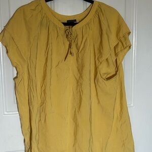 Ann Taylor Mustard Tie-Front Blouse XXL